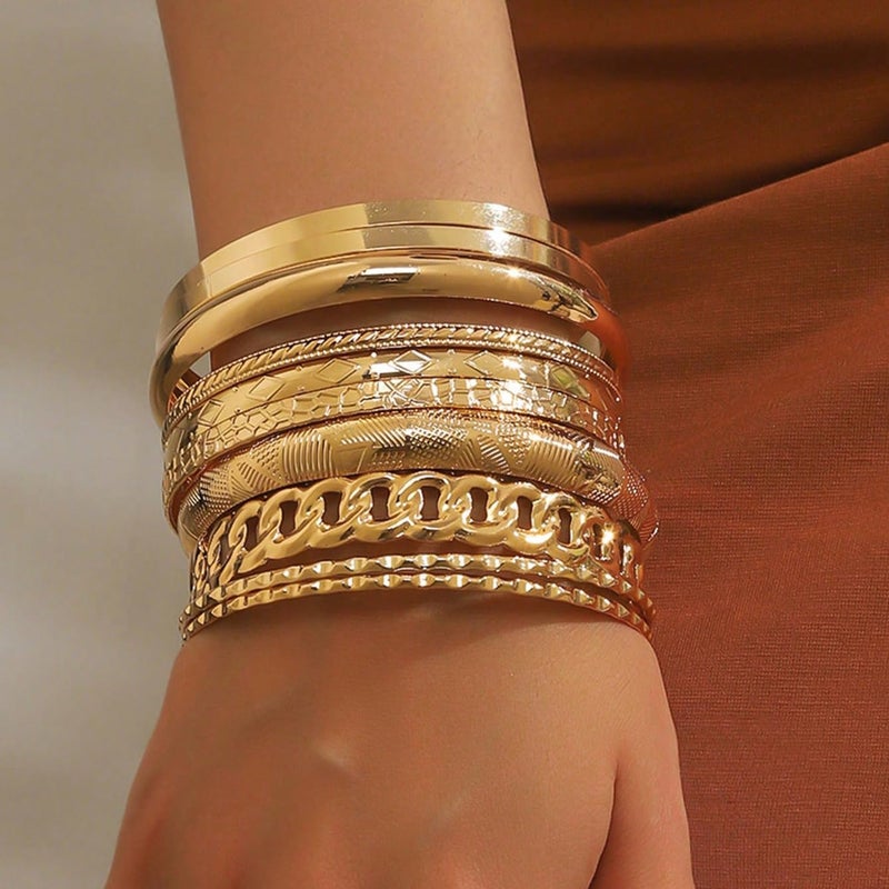 RINTOLER Store 16Pcs Gold Bangle Bracelets for Women - Multi Layer Stackable Textured Bracelets Boho Jewelrys Set. - Image 3